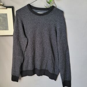 Fair Harbor Crew Neck Pullover Navy Blue Birdseye Sweater S